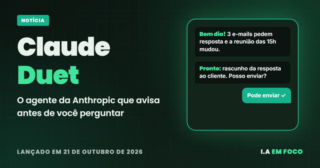 Claude Duet, o agente proativo da Anthropic, manda resumo da manhã e pede aprovação antes de enviar mensagens