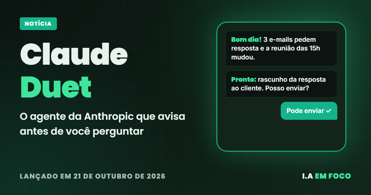 Claude Duet, o agente proativo da Anthropic, manda resumo da manhã e pede aprovação antes de enviar mensagens