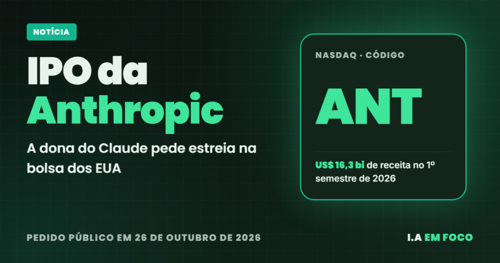 IPO da Anthropic: dona do Claude pede estreia na Nasdaq com o código ANT